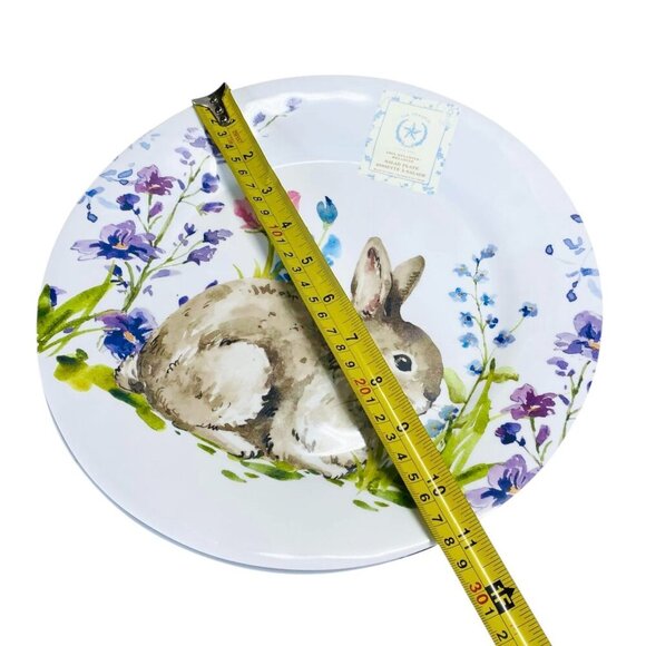 The Prairie Easter Rabbit Bunny Floral Melamine Salad Plates 4PC Set Garden - Picture 5 of 6